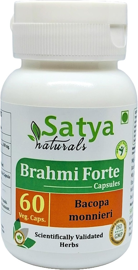 Brahmi Forte Capsules 500 mg. 60 Veg. Capsule ← Brahmi (Bacopa Monnieri) Extracto Capsules para Hombres y Mujeres ANTE Ayurvedic Herbal Suplemento/Remedios  10:1 Forte (1 Botella de 60 cápsulas)