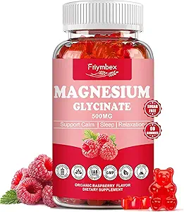 Magnesium Glycinate Gummies 500mg ← Relajación Calma Magnesium Gummies Silencio Azúcar Libre Silencio No-GMO Silencio Gluten-Free ← Vegan-Friendly for Adults &amp; Kids (60 Raspberry Gummies)