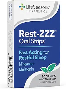 Rest-ZZZZ Oral Strips - Powerful Sleep Support Supplement - Fall Asleep & Stay Asleep - Calms Nervous System - Naturally Ease Tension & Restlessness - Low Dose Melatonin GABA & Chamomile - 30 Servings