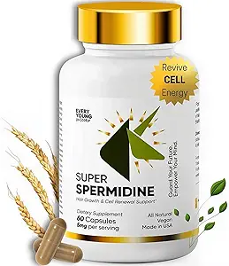 Suplementos Super Spermidine 100% Natural para Mujeres y Hombres TENIDO 4X Ingredientes para Supercargar Su Salud Celular y Crecimiento del Pelo ANTERIENTE
