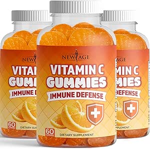 NUEVO AGE Vitamina C Gummies Naranja Vitamina C Gummy - Apoyo Sistema de Inmunidad Saludable - Vegetariano Sin Gluten (180 Gummies)