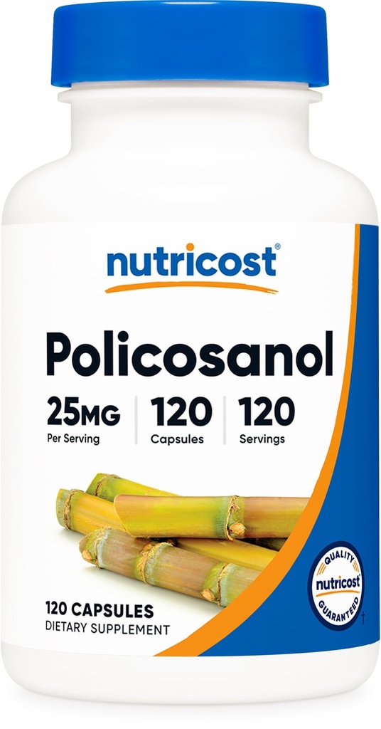 Nutricost Policosanol 25mg, 120 cápsulas - Gluten Free, Non-GMO, and Vegetarian Friendly