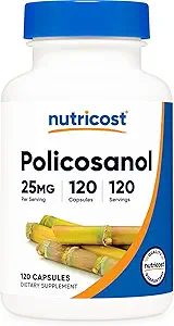 Nutricost Policosanol 25mg, 120 cápsulas - Gluten Free, Non-GMO, and Vegetarian Friendly