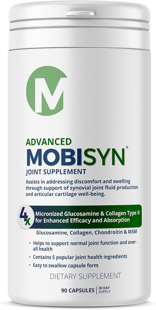 4X Advanced Joint Support Capsules, Extra Strength Formula for Inflammation, Glucosamine Chondroitin, Collagen Type II, MSM, 150mg Vitamin C Immune Support & General Health, Gluten Free, 90 Capsules
