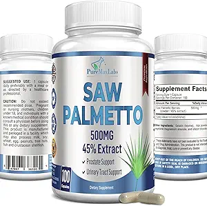 Extra Strength Saw Palmetto - 45% Extract Prostate Supplement, Decrease Frequent Urination, DHT Blocker for Hair Growth, Non-GMO, 100 cápsulas