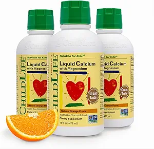 ChildLife Essentials Suplemento de calcio líquido para niños - Calcio bebé con magnesio, zinc y vitamina D3 - sabor a naranja, 16 fl oz (3 Pack)