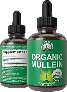 USDA Organic Mullein Leaf Drops for Lungs, Respiratory Health, Detox, Cleanse. Alta Biodisponibilidad para Mujeres, Hombres, Niños. Suplemento de Tintura líquida. Sooth Lungs, Tos, Congestion. Sugar vegano, cero