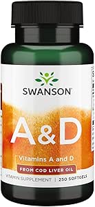 Swanson Vitamina A &amp; D Skin Eye Immune System Health 250 Sgels