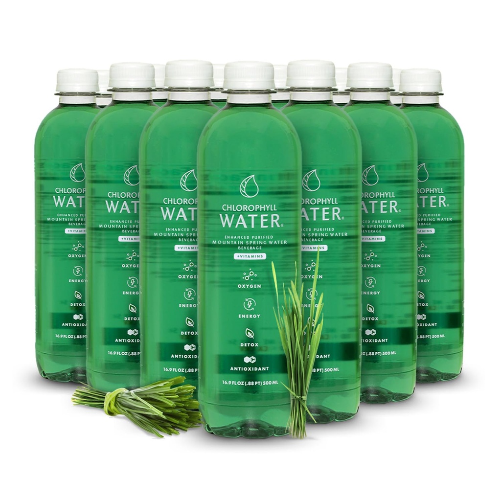 Chlorophyll Water – Liquid Chlorophyll 12-Pack (16.9oz) | Vitamin A, B12, C, D | Detox Cleanse, Alkaline Water, Energy Boost | Vitamin Water | Plant-Based | Clean Label Project | Hydration Support