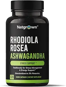 Natgrown Rhodiola Rosea con Aswagandha Extract Capsules - Estándarizado a 3% Rosavins y 1% Salidroside - 120 Conde