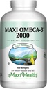 Omega 3 Suplemento - Omega-3 Fish Oil 2000mg - Fuente natural de EPA &amp; DHA - Corazón, Cerebro &amp; Salud Conjunta - Kosher Certified Wild Caught Marine Fish - 200 Vegetarian Softgels by Maxi Health