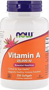 Ahora Alimentos Vitamina A, 25000 UI de aceite de hígado de pescado, 250 Softgels (Pack de 2)