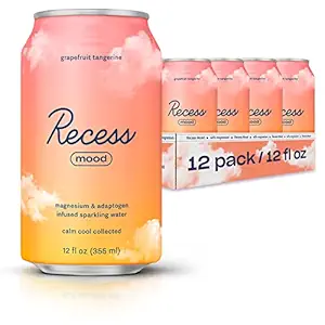 Recess Mood Magnesium " Adaptogen Drink, Relax Beverage, 12 onzas (Grapefruit Tangerine, 12 pack)