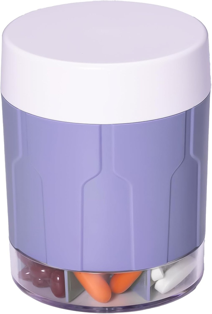 Betife Extra Large Supplement Organizer,Weekly Pill Organizer Bottle, Daily Pill Dispenser with 7 Large Compartments, Organizer to Hold 7 Day Vitamin Medication,21 labels and a cleaning cepill (Purple)