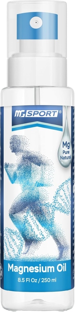 Magnesium Oil Spray – 250 ml Magnesium Chloride High Absorption and Pure from the Dead Sea, No Preservatives – Supports Sleep, Muscle Recovery and Cramps. 1,400 sprays - 8 mg Mg per spray.