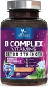 B Complejo de vitaminas cápsulas - con vitamina B12 B6 B100 C Biotin Folate & ácido fólico - Suplemento para el corazón, cerebro, &amp; soporte nervioso - Super Completo B-Complex para Immune & Energy Support - 120 cápsulas