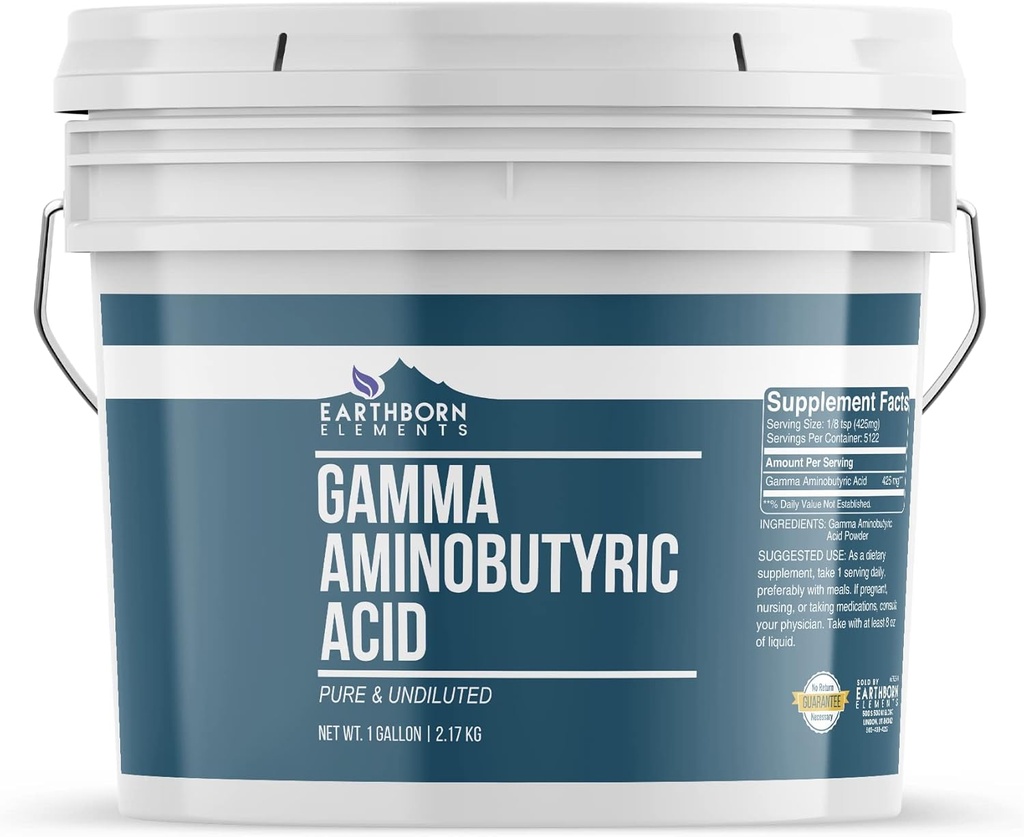 Earthborn Elements Gamma Aminobutyric Acid (GABA) 1 Gallon Bucket, Pure & Undiluted, Dietary Supplement