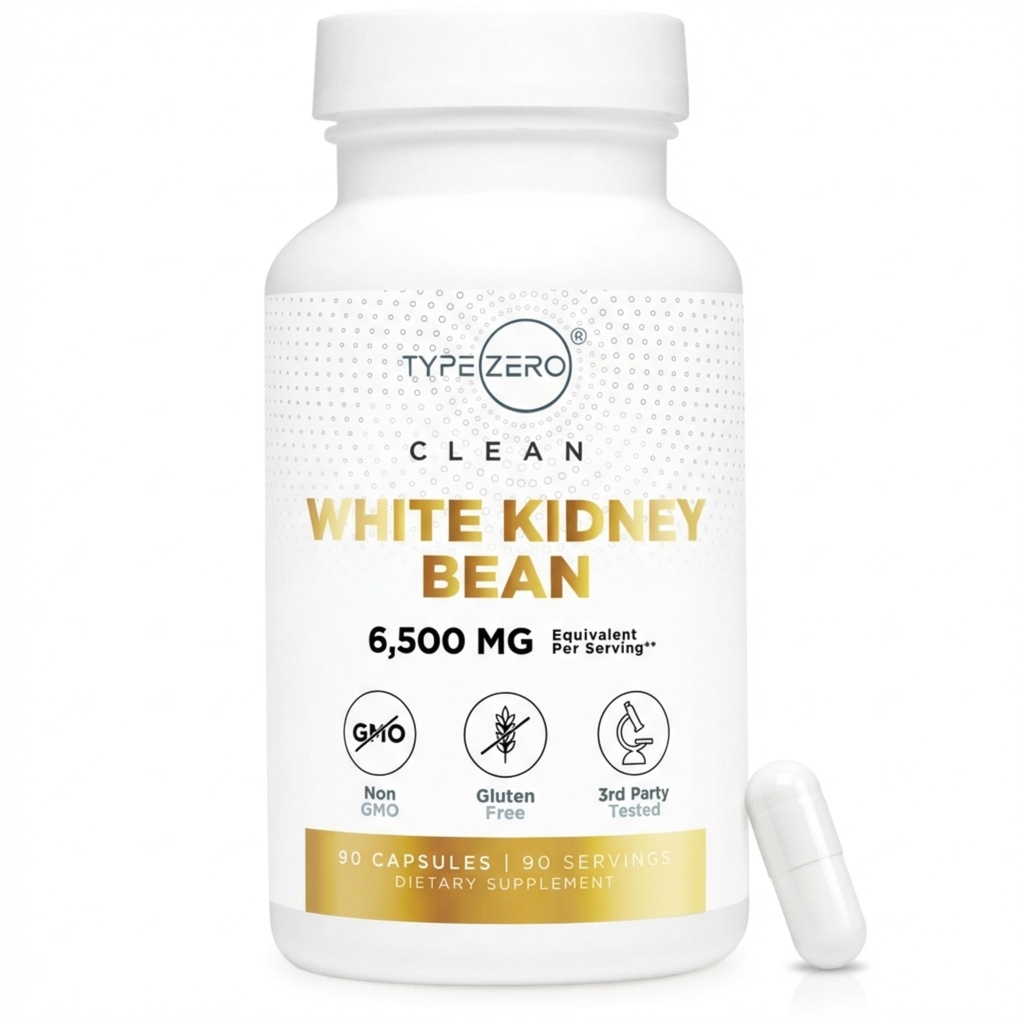 Tipo Zero Clean White Kidney Bean Capsules (6,500 MG Equivalent Por Serving, 90 Cuenta) - No GMO, Gluten Free