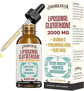 Liposomal Glutathione Liquid 2000MG – Antioxidante Detox Suplemento para Mujeres &amp; Hombres, Defensa del envejecimiento, Función del hígado &amp; Energía, con ácido hialurónico + Aloe Vera + Vitamina C, Natural &amp; Vegan, 12 FL.OZ