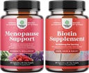 Bundle of Herbal Menopause Supplement for Women and 10000 mcg Pure Biotin Pills for Women &amp; Men - Perfect for Estrogen Balance - Stop Hair Loss Thinning Natural Supplement