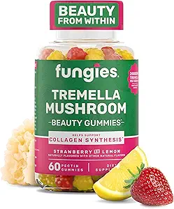 Fungies Tremella Mushroom Gummies, Strawberry mixed & Lemon Flavor - Mushroom Herbal Supplement Gummy for Adults Supports Collagen Synthesis, Healthy Skin & Healthy Aging - Beauty Gummies 60 Servings
