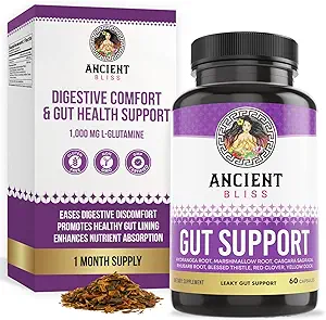 Antigua Bliss Leaky Gut Suplemento, L Glutamine Capsules for Gut Support with Beat Thistle and Hydrangea Root, Vegan and Non-GMO, 60 cápsulas