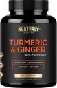 Curcumina Turmérica con BioPerine &amp; Ginger, Black Pepper y 95% Curcuminoids - Suplementos Turméricos de alta absorción para la salud cardíaca - No GMO, Gluten Gratis - 120 cápsulas