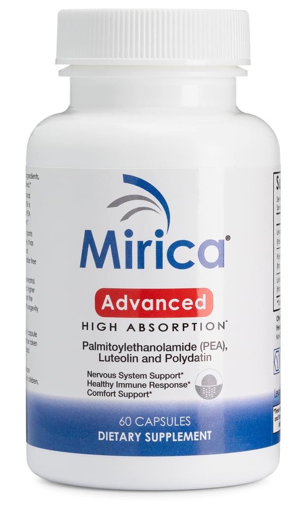 Mirica Advanced - High Absorption Formula, Palmitoylethanolamide (Pea) Luteolin y Polydatin, Nervous System Support Capsule, 60ct