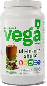 Vega Orgánica All-in-One Vegan Protein Powder, Chocolate Mint - Superfood Ingredients, Vitaminas para Apoyo Inmunitario, Keto Friendly, Pea Protein for Women &amp; Men, 1.6 libras (Packaging May Vary)