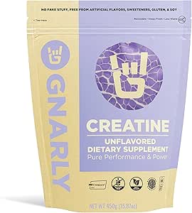 Gnarly Nutrition Creatine Powder – Creapure, Vegan Creatine Supplement – NSF Sport Certified, Optimized Recovery – Sports Nutrition – 5g Creatine Monohydrate – Unflavored, 15.87 oz