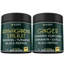 Herbpy Bundle 5in1 Ashwagandha Shilajit & 5in1 Ginger Supplement - Support Heart, Digestion Health and Immune