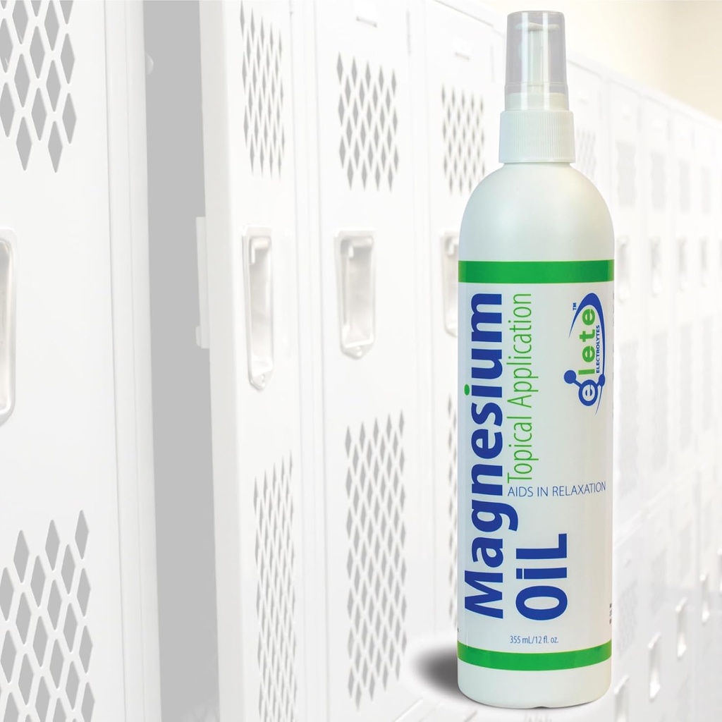 aceite de magnesio puro de elete, botella grande de 12oz, aceite de magnesio para pies, piernas, calambres musculares y dolor, recuperación de entrenamiento acelerado (Extra Grande - 12 Oz)