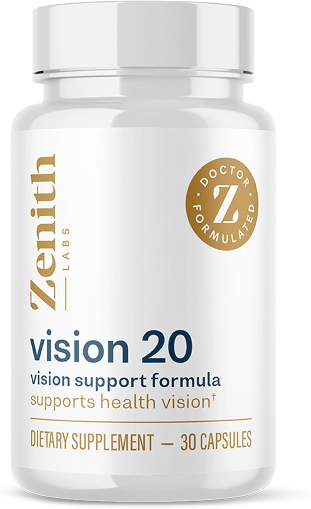 Zenith Labs Vision 20 Eye Vitamins - Lutein, Zeaxanthin y Bilberry Extract - Apoya el Estrecho Ocular y la Salud Ocular - Carotenoide Blend