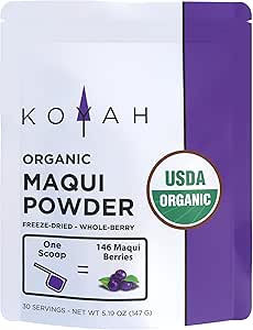 KOYAH - Orgánica Maqui Berry Powder 30 Servings (1 Scoop = 146 Berries o 1/8 Cup Fresh), Chile Grown, Freeze-Dried, Whole-Berry Powder