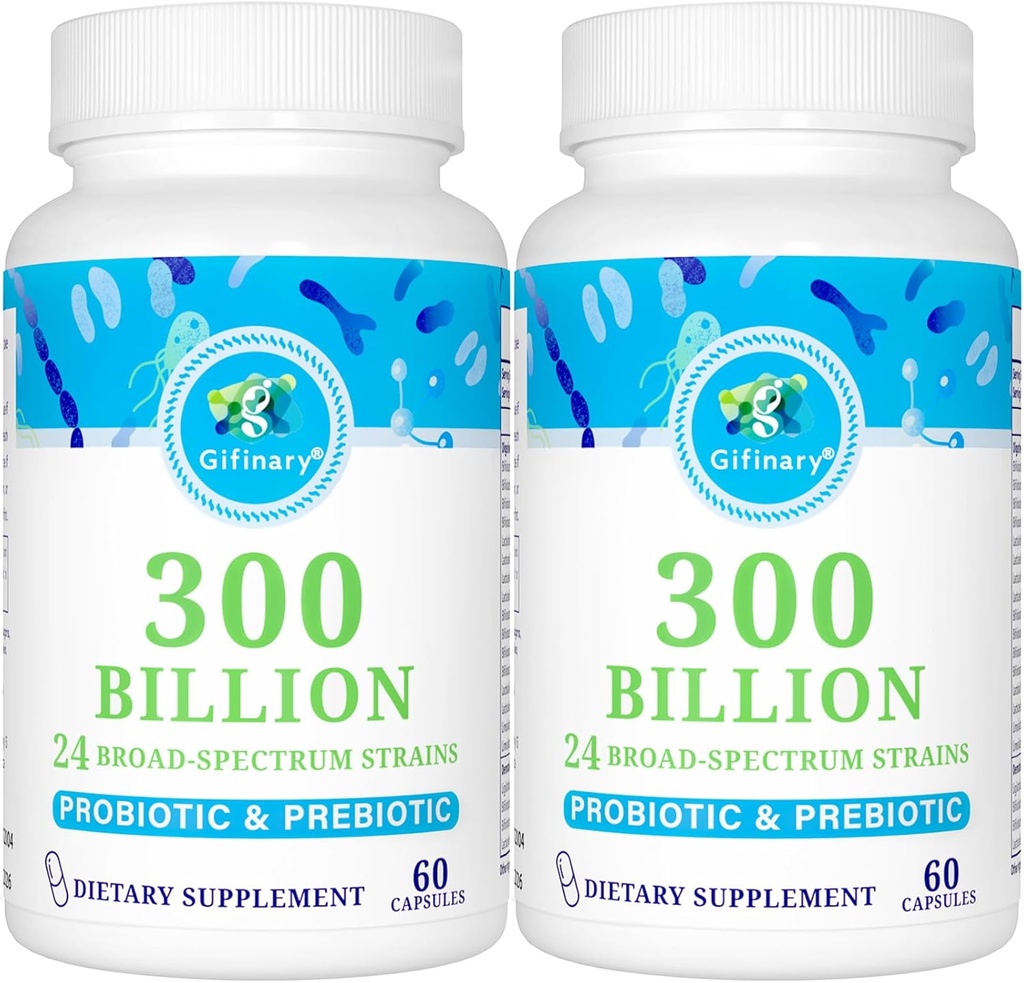 Probióticos para Mujeres y Hombres - 300 Billones CFU, 24 Strains Probióticos + 15 Hierbas Orgánicas Prebióticos para Salud Digestiva, Gut, Inmune, Estreñimiento, Diarrea &amp; Salud integral - 4 Meses Suministro