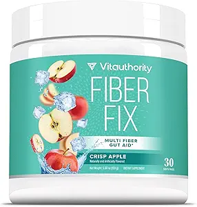 Prebiótico Fiber Powder Suplemento  Saludable Gut Cleanse Detox for Women and Digestive Health Regularity, Satiety & Bloating Relief ← Colon Cleanser Powder Apple Flavored, 30 Servings