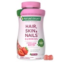 Nature's Bounty Optimal Solutions Hair, Skin and Nails Pectin Gummies, 2500 mcg Biotin Per Serving, No Stick Gummy, Vegetarian Formula, Strawberry Flavor, 200 count, 100 Total Servings