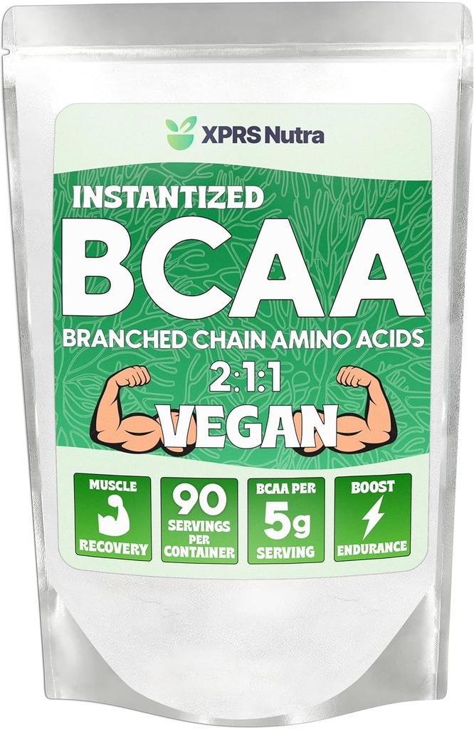 XPRS Nutra BCAA Powder - Suplemento de Aminoácidos para Hombres - Suplementos de entrenamiento de BCAA desfavorados - Suplementos de gimnasio para hombres - Suplementos de Aminoácidos para Mujeres para la recuperación de postes de gimnasio (1 libra)