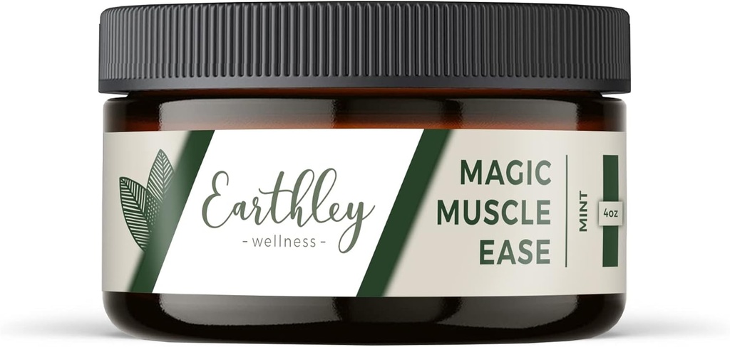 Earthley Wellness Magic Muscle Ease, Magnesium & Arnica Lotion to Soothe Sore Muscles, Fast-Absorbing Relief for Cramps, Tension & Post-Workout Recovery (4oz, Mint)