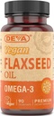 Deva Vegan Omega-3 Flaxseed Oil Supplement - 1000 MG Per Serving - Cold-Pressed & Unrefined - Fish Oil Alternative - with Omega-3 ALA - 90 Capsules, 1-Pack