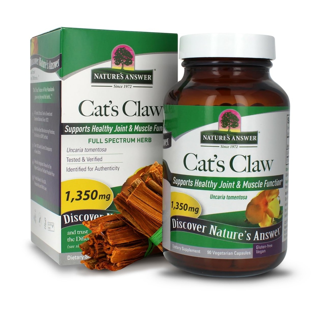 Respuesta de la naturaleza Claw Inner Bark ← Full Spectrum Herb tención Asistencia Conjunto saludable " Función muscular "  durable Gluten-Free, Vegan/Vegetarian " Kosher Certified  90ct Capsules