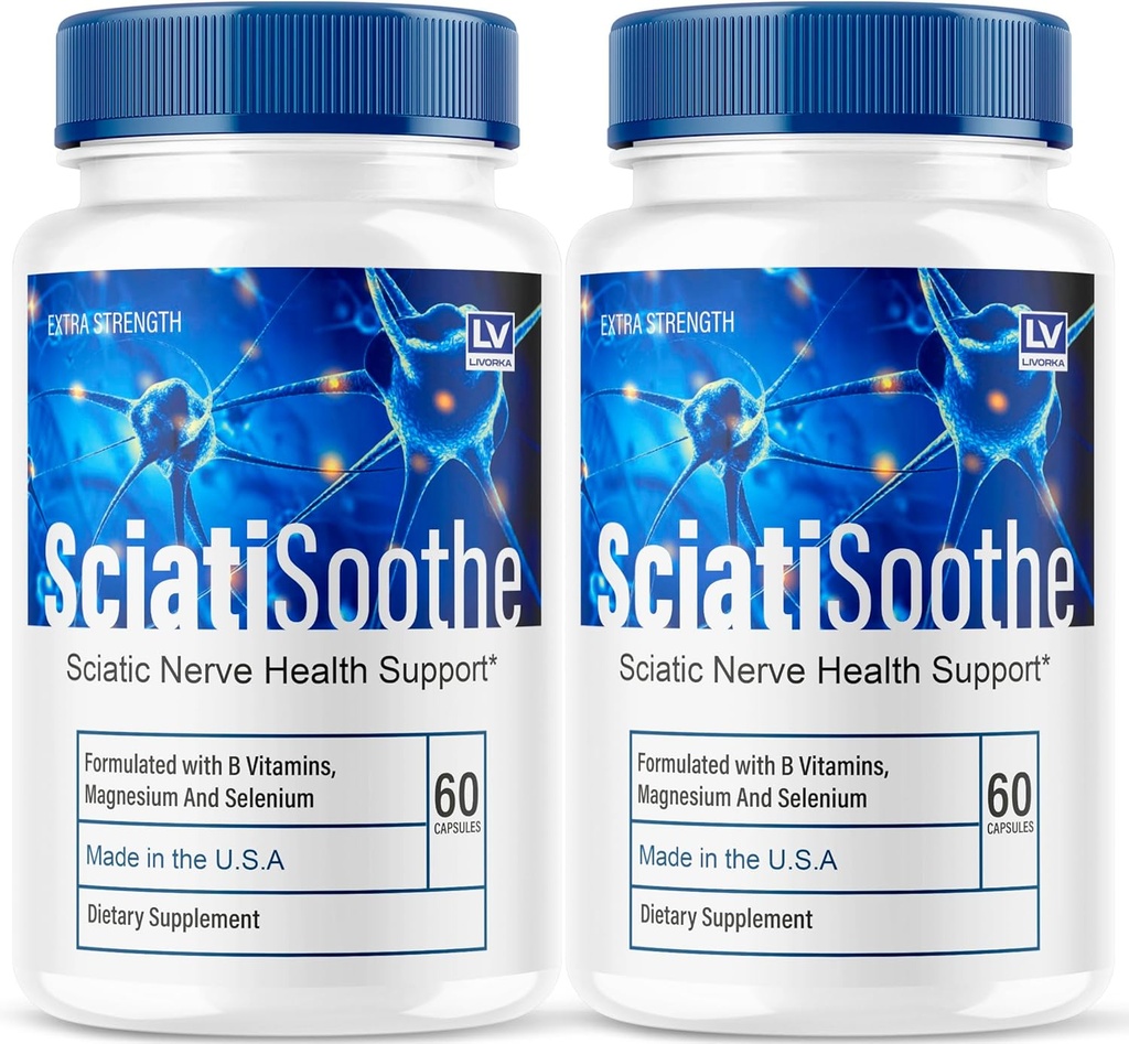 LIVORKA (2 Pack) Sciatisoothe - Sciatisoothe Suplemento, Sciati Soothe, Sciatisoothe Vitamins, Sciatisooth, Sciati Soothe Suplemento, Sciati Soothe Capsules, Sciatic Sooth, 120 cápsulas para 2 meses