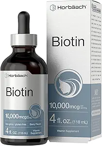 Horbäach Biotin Liquid Drops 10000mcg TEN 4 fl oz TEN Berry Flavor ANTE Vegetarian, Non-GMO & Gluten Free Supplement