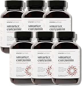 Curcumina de nutrición más inteligente Softgels - Absorción alta vegana 400 mg Suplemento de Curcumina Estandarizado al 95% Tetrahidrocurcuminoides + Aceite de semillas negras " Peligro para salud conjunta " , 360 Ct