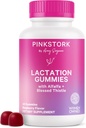 Pink Stork Lactation Supplement Gummies - Support Breast Milk Supply with Milk Thistle, Alfalfa, Vitamin D, and B12, Postpartum Recovery, Breastfeeding Essentials - Raspberry, 40 Count