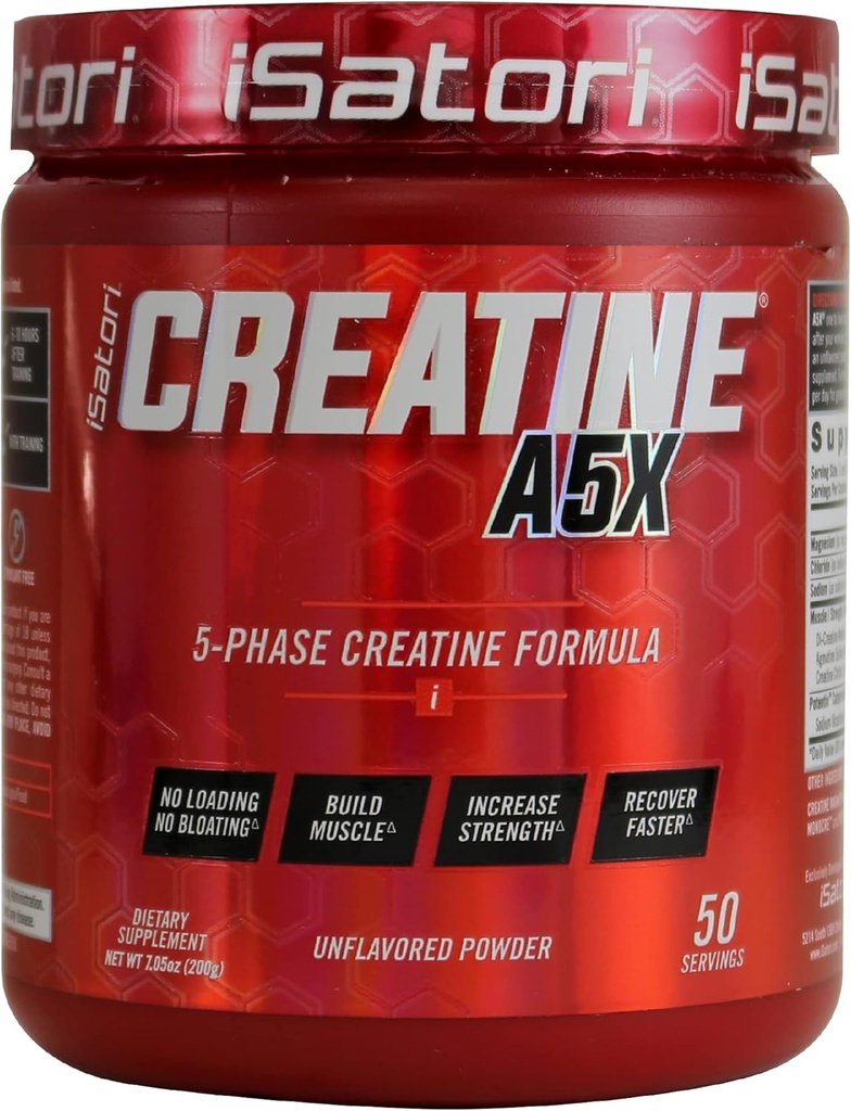 iSatori Creatine A5X con Monohidrato Creatino " Betaine Anhydrous for Muscle Growth, Strength Building, " Recovery - Suplemento dietético para Formación " Levantamiento de Peso - Desarrollado (50 Servings)