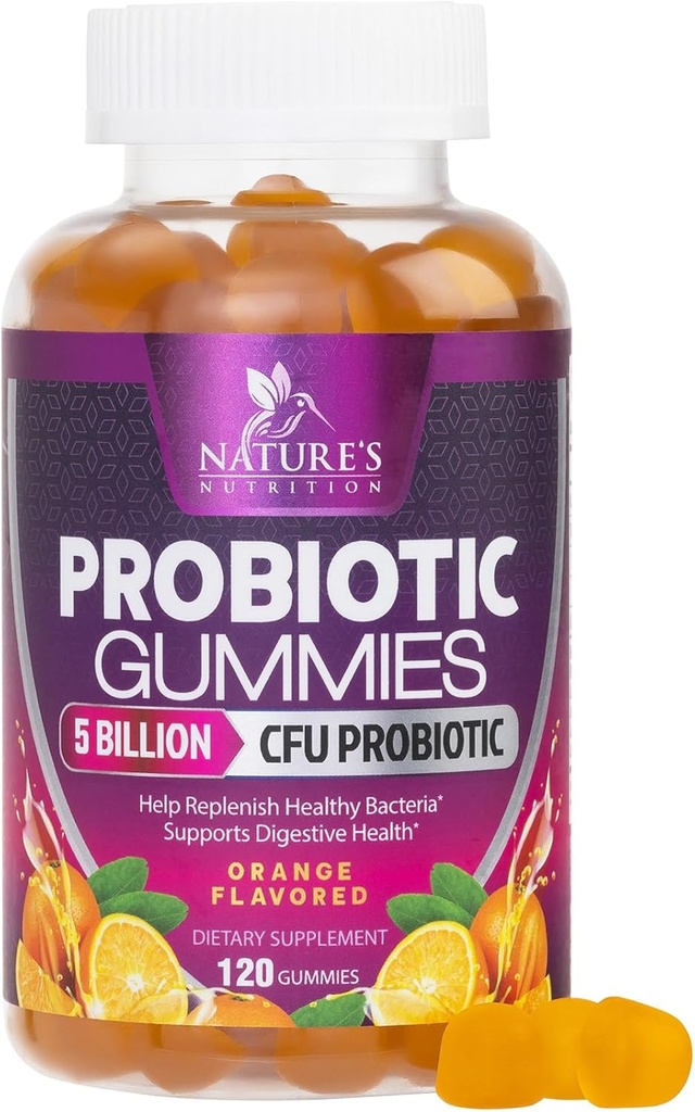 Gummies Probióticas para la Salud Digestiva de Mujeres y Hombres, 5 Billones CFU, Mejores Probióticos diarios Gummy para Vaginal, Apoyo Inmunitario " Salud Gut, apoya el gas de estreñimiento ocasional " Bloating, 120 Gummies