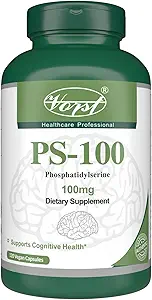 Phosphatidylserine 100mg 120 Vegan Capsules (PS-100) Silencio ayuda a la salud cognitiva, el foco y la concentración.
