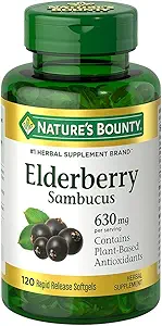 Suplemento de hierbas Bounty Sambucus de la naturaleza, Softgels de liberación rápida, 630 mg por ser, 120 Conde