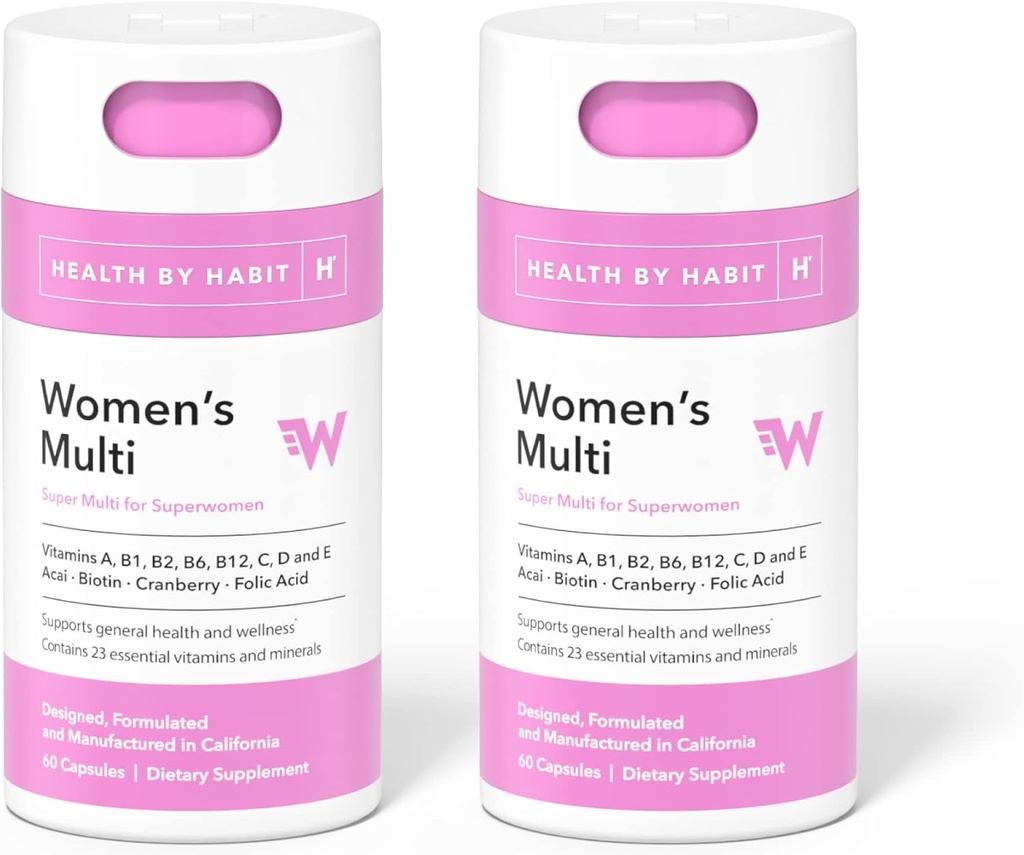 Salud por Habit Womens Multi Suplemento 2 Pack (120 cápsulas) - 23 Vitaminas y Minerales Esenciales, Apoya Salud General &amp; Bienestar, No GMO, Libre de Azúcar (2 Pack)